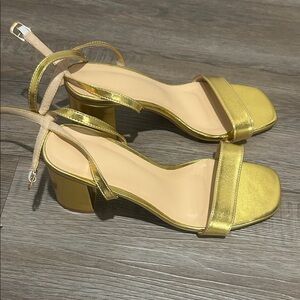 Elegant Gold Block Heel Sandals